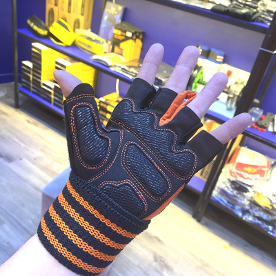 Găng Tay tập Gym Có dây Quấn Trợ Lực Cổ Tay VNS002 (WEIGHT LIFTING GLOVES), Găng Tay Tập Gym Cao Cấp Có Phủ Da Trên Mu bàn Tay, Chống Chai Sần Lòng Bàn Tay, Bảo Vệ Khớp Cổ Tay