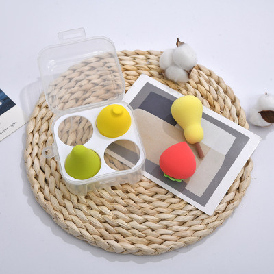 Bộ 4 bông phấn trang điểm hình quả trứng lớn , dụng cụ trang điểm hình quả dâu tây, chanh, lê đẹp và cute