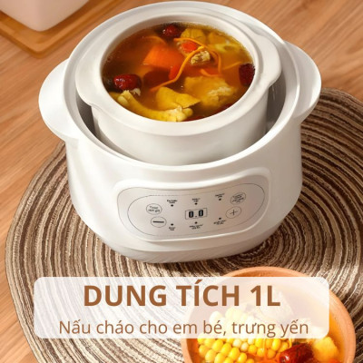 Nồi nấu cháo chưng yến 1 Lít Mishio MK383 - Hàng chính hãng