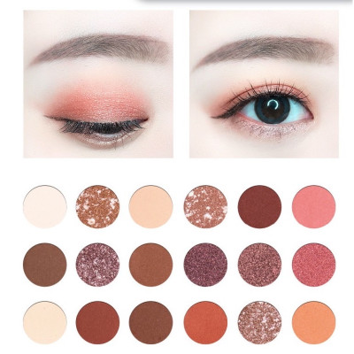 Kẻ mắt 18 màu gồm 12 màu lì và 6 màu nhũ mềm mịn ,siêu bám da ,không bị trôi ,lem  , dụng cụ trang điểm ,có thể phối màu yêu thích giúp đôi mắt nổi bật hơn , tôn lên vẻ đẹp ngọt ngào nữ tính  