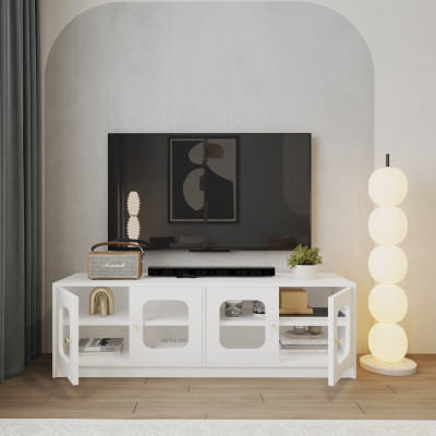 HAPPY FURNITURE , Kệ TV 4 cửa kính - NOAH , KTV_109 , 160cm x 45cm x 50cm DxRxC