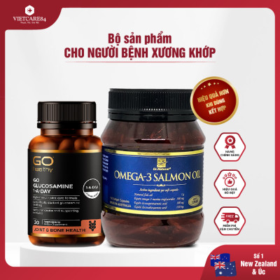 Bộ Sản Phẩm Cho Người Bệnh Xương Khớp: Viên Uống Bổ Xương Khớp Go Glucosamine 1-A-Day 30 Viên Và Viên Uống Dầu Cá Hồi Omega 3 Salmon Oil 180 Viên