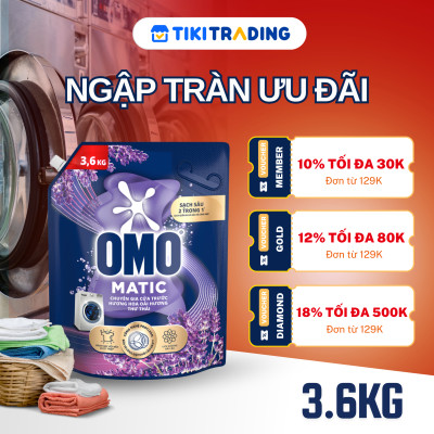 Túi Nước giặt Omo Nước giặt cửa trước hương Lavender Khử mùi thư thái 3.6KG