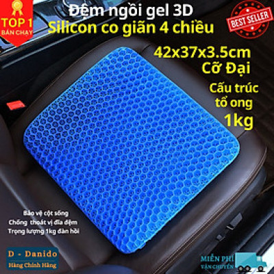 Đệm ngồi Gel 3D tổ ong thoáng khí kích thước 35x30x3cm và 42x37x3.5cm, Đệm ngồi cao cấp chất liệu Silicon mát lạnh siêu êm - Hàng chính hãng