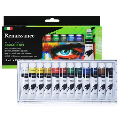 Hộp 12 Tuýp Màu Vẽ Gouache 12 Ml - Renaissance