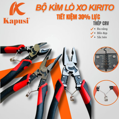 Bộ Kìm Đa Năng Kirito Japan CR-V – Tuốt, Cắt, Uốn Dây | Siêu Bền, Tiết Kiệm 30% Lực có lò xo