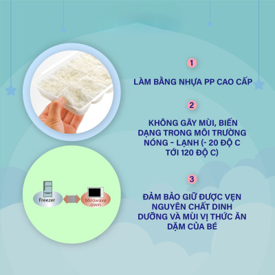 Bộ khay trữ đông thức ăn dặm cho bé baby có nắp đậy 15-25-50ml Richell Nhật
