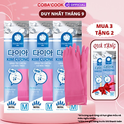 [Mua 3 Tặng 2] Bộ 3 Đôi Găng Tay Cao Su Có Móc Kim Cương Size M-37cm