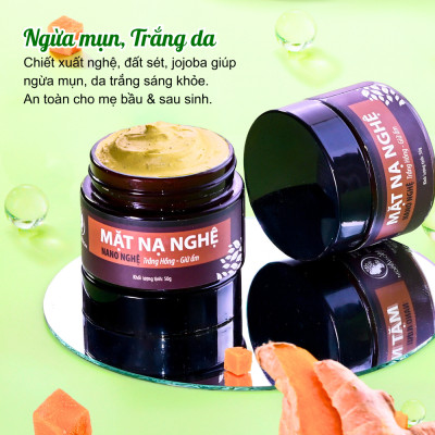 Bộ trắng da, sạch mụn nám cao cấp Wonmom ( Sữa rửa mặt+ Scrub nghệ+ Kem nghệ tươi + Serum mụn + Mặt nạ nghệ + Xông mặt )