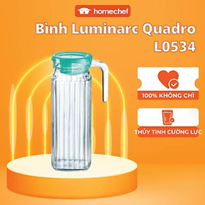 Bình thủy tinh đựng nước trong suốt Luminarc Quadro Ice Green 1,1L - L0534