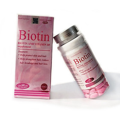 Viên uống bổ sung Biotin Vitamin B5 giúp bảo vệ da chăm sóc tóc Rostex Hộp 60 viên