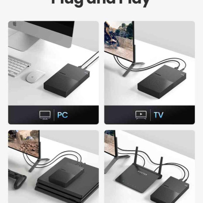 Ugreen UG30729CM472TK 3.5inch 16Tb 1M Hộp đựng ổ cứng SATA hổ trợ 16Tb kèm cáp USB-A sang USB-C hổ trợ nguồn 12v-2A - HÀNG CHÍNH HÃNG