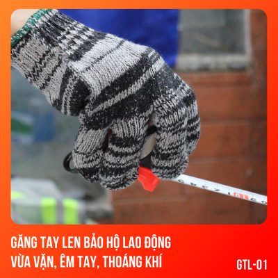 Găng tay len bảo hộ, vừa vặn, êm tay, thoáng khí