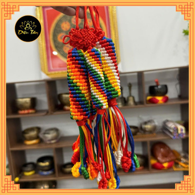 Dây treo chỉ ngũ sắc cát tường thủ công Tây Tạng may mắn bình an trang trí treo xe, móc khóa ban thờ Mật Tông