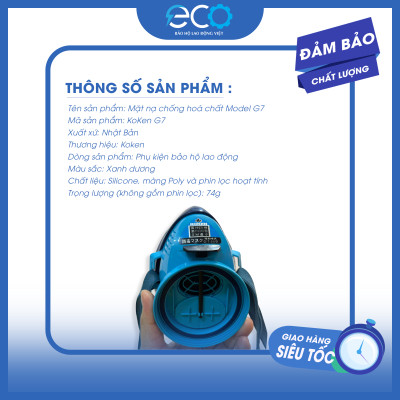 [COMBO] Mặt nạ Koken G7 Nhật Bản phòng khí độc, phun thuốc & Kính chống văng bắn, chống đọng hơi sương Delta Plus Pháp