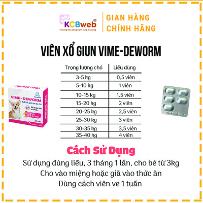 Viên xổ giun Vime-Deworm dành cho chó