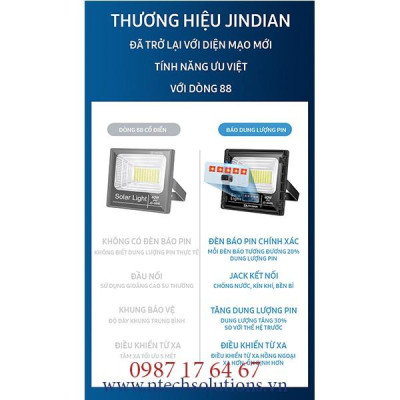 Đèn Pha Năng Lượng Mặt Trời JD-8200L Công Suất 200W - Mẫu Mới 2020, Khung Nhôm, Chip Led "SMD" 