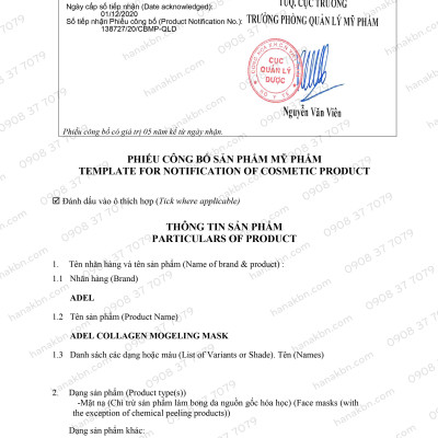 [KHUYẾN MÃI] Bột Mặt Nạ Dẻo Collagen Chống Lão Hóa Nâng Cơ Săn Chắc ADEL Hàn Quốc 1kg