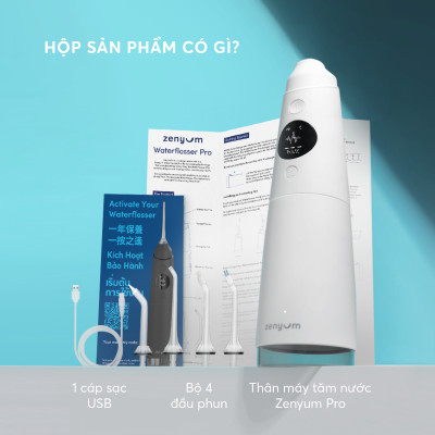 Combo 1 Máy Tăm Nước Zenyum Pro và 1 Bàn Chải Điện ZenyumSonic MỚI 2.0 - Màu sắc Đen/Trắng