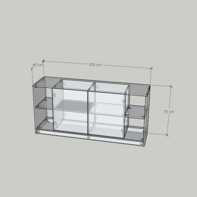 HAPPY FURNITURE , Tủ lưu trữ 2 cửa mở - MERI , TLT_057 , 150cm x 40cm x 70cm DxRxC