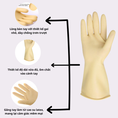 [Mua 3 Tặng 2] Bộ 3 Đôi Găng Tay Cao Su Ngọc Trai Tay Lửng Size M