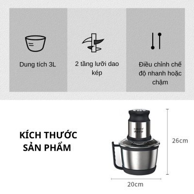 Máy xay thịt đa năng SOKANY SK-7027 dung tích 3L, công suất cao 800W xay nhuyễn mọi thực phẩm, dễ dàng vệ sinh - HÀNG CHÍNH HÃNG