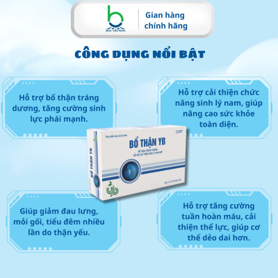Viên Uống Bổ Thận YB Hỗ Trợ Cải Thiện Sinh Lý Nam Giới, Bổ Thận Tráng Dương - Hộp 30 viên