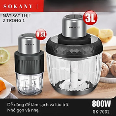 Máy xay thịt đa năng 2 IN 1 SOKANY SK-06008, máy xay thịt tỏi ớt công suất cao 800W, cối thủy tinh cao cấp chắc chắn, HÀNG CHÍNH HÃNG