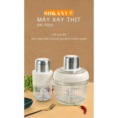 Máy xay thịt đa năng 2 IN 1 SOKANY SK-06008, máy xay thịt tỏi ớt công suất cao 800W, cối thủy tinh cao cấp chắc chắn, HÀNG CHÍNH HÃNG