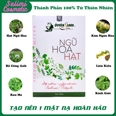 Mặt Nạ Đắp NGŨ HOA HẠT 200g Quyên Lara - Giúp Mờ Nám, Sạch Mụn, Tàn Nhang, Trắng Da, Cân Bằng Độ Ẩm Cho Da, Làm Mát Da, Chống Dị Ứng