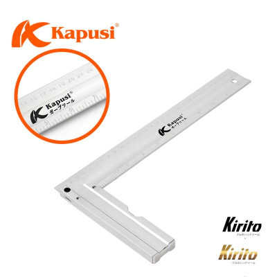 Thước ke góc vuông nhôm Kapusi Nhật Bản 30cm thiết kế livo, nhôm trắng chống gỉ k2648