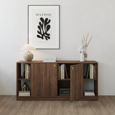 HAPPY FURNITURE , Tủ lưu trữ 2 cửa mở - MERI , TLT_057 , 150cm x 40cm x 70cm DxRxC