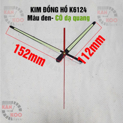 Kim đồng hồ treo tường dạ quang, phát sáng vào ban đêm loại dài 15.2cm mã số K6124