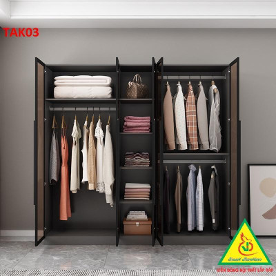 Tủ quần áo cánh kính khung nhôm hiện đại cánh mở TAK05 ( giá mét vuông tủ) - Nội thất lắp ráp Viễn Đông Adv
