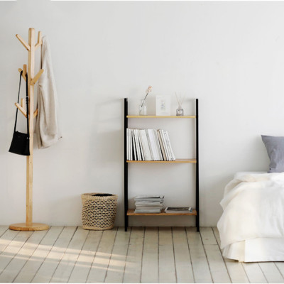 KỆ SÁCH 3 TẦNG MÀU ĐEN PHỐI GỖ TỰ NHIÊN SIZE L - A BOOK SHELF 3F BLACK NATURAL SIZE L