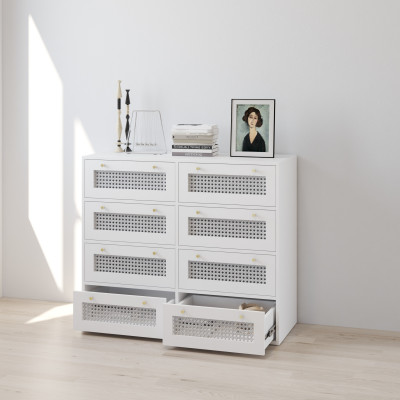 HAPPY FURNITURE , Tủ lưu trữ 8 ngăn kéo - MAY , THK_304 , 110cm x 45cm x 93cm DxRxC