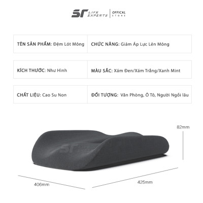 Đệm Mông Công Thái Học Cao Su Non Gối Ngồi Thoáng Khí Đệm Lót Ghế Văn Phòng Ô Tô Xe Hơi- Sairui