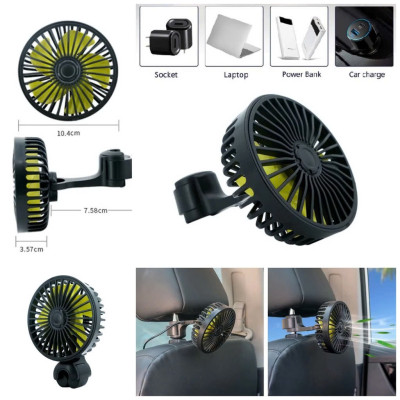 Quạt Mát Ghế Sau Xe Hơi Nguồn 5V 3 Tốc Độ - Mẫu Mới Đỉnh Cao Gió Mạnh Mẽ, Gấp Gọn Tiện Lợi