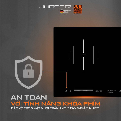 Bếp đôi điện từ hồng ngoại Junger CEJ-204-IF 4200W Không kén nồi Hàng Chính Hãng Bảo Hành 36 Tháng
