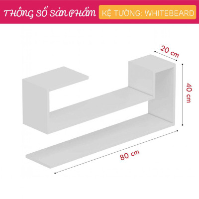 Giá sách treo tường gỗ công nghiệp SMLIFE Whitebeard