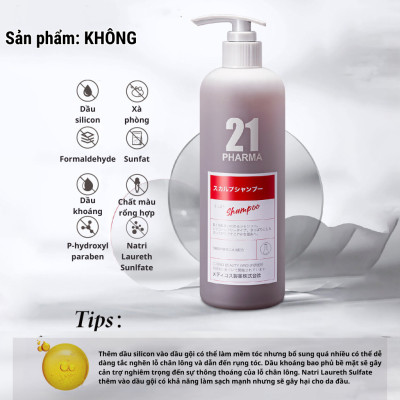Combo Dầu Gội Giảm Rụng Tóc + Dâu Xả Dưỡng Ẩm Mêm Mượt Tóc  Pharma 21 Nhật Bản - Chai 600ml
