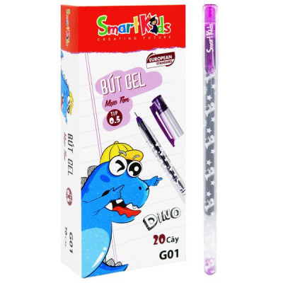 Hộp 20 Bút Gel Dino 0.5 mm - Smart Kids G01 - Mực Tím