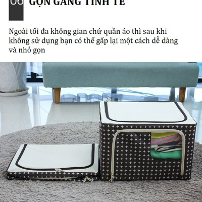 COMBO 2 TÚI ĐỰNG QUẦN ÁO KHUNG THÉP 66L-LIVING BOX 66L - Giao mẫu ngẫu nhiên