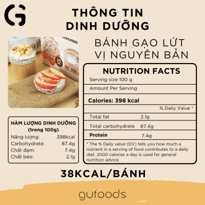 [Vị Huyền Mễ, Nguyên Bản, Yến Mạch] - Bánh Gạo Lứt Ăn Kiêng GUfoods 170g - Tập Gym, Giảm Cân, Thực Dưỡng, Eat Clean, Ăn Vặt Healthy, Không Chiên Dầu