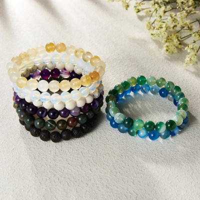 Vòng Tay Đá Mã Não Xanh Phong Thủy – Đá Thiên Nhiên, Đẹp Sang Trọng, Giá Siêu Rẻ