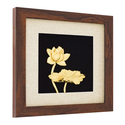 Quà tặng lưu niệm khách Nhật: Tranh hoa sen mạ vàng 24K