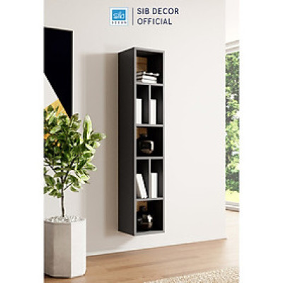 Kệ Gỗ Treo Tường Có Vách Hậu Màu Trắng Phối Vân Gỗ SIB Decor KT520