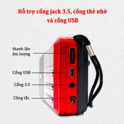 Radio mini nghe đài, nghe nhạc thẻ nhớ, USB, nghe kinh phật Craven CR-65 - có đèn pin (hàng nhập khẩu)