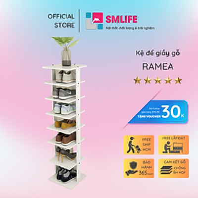 Kệ giầy nhỏ gọn bằng gỗ thiết kế đẹp mắt  SMLIFE Ramea