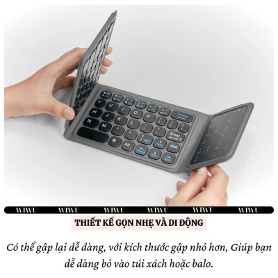 Bàn phím gấp gọn di động không dây bluetooth V5.2 tích hợp trackpad & phím số WIWU FMK-05 - Nhỏ gọn, mỏng nhẹ, phím tắt thông minh, hỗ trợ Androids & iOS, gõ thoải mái cho iPad cho iPhone, máy tính bảng, cho macbook, laptop - hàng nhập khẩu